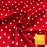 RED Soft Brushed Cotton Winceyette White Spot Dot Spotted Print Fabric RE914