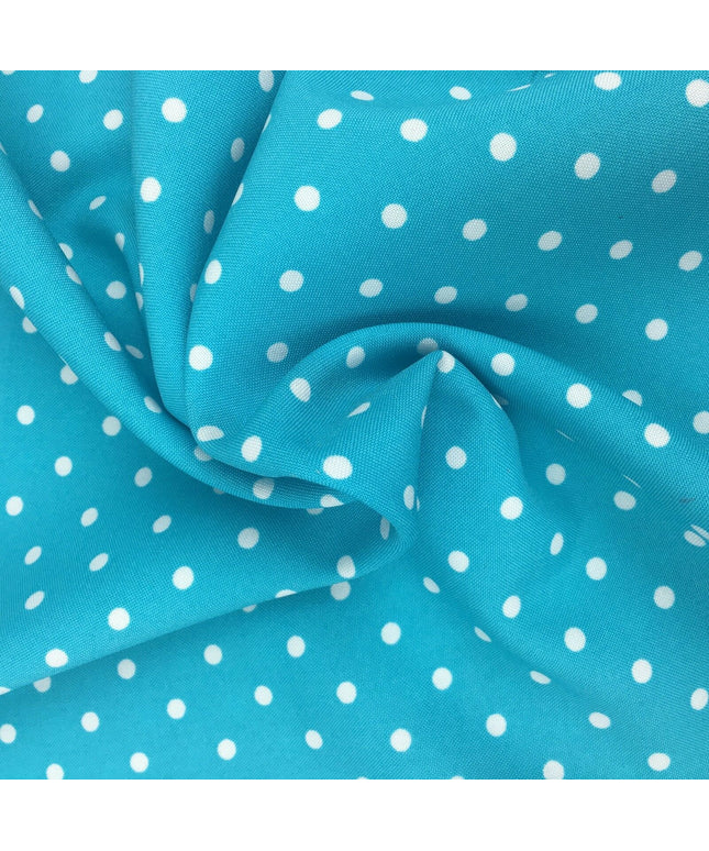 Turquoise with White Polka Dot Spotted Bi-Stretch Fabric Material - 58" - RC84