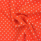 Orange with Small White Polka Dot Spotted Bi-Stretch Fabric Material - 58" RC81