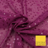 Magenta Pink Floral Sequin Threadwork Georgette Dress Fabric Fancy 1601