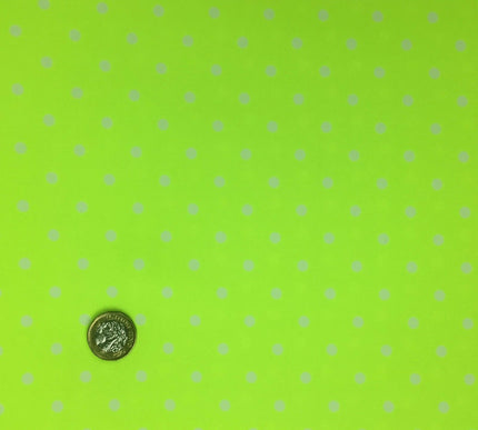 Neon Green with Small Grey Polka Dot Spotted Spot Bi-Stretch Fabric 58" - RC80
