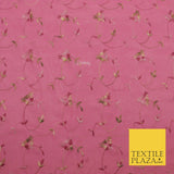 Dusty Pink Floral Multi Thread Premium Georgette Dress Fabric Fancy 1602