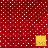 RED Soft Brushed Cotton Winceyette White Spot Dot Spotted Print Fabric RE914