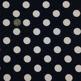 Black with Large White Polka Dot Spotted Spot Bi-Stretch Fabric 58" RC75