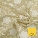 White Embroidered Gold Lurex Shimmer Fabric Backdrop Dance Sparkle 1447