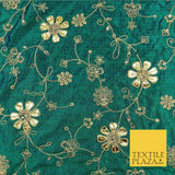 Jade Luxury Two Tone Faux Silk Gold Dori Embroidery Fabric Fancy 4 Colours JA294