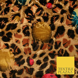 Floral Leopard Animal Circular Chains Belts Velvet Devore Burnout Net Fabric