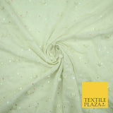 Luxury Cream Sequin Pearl 3D Roses Beaded Swirls Georgette Dress Fabric 2762