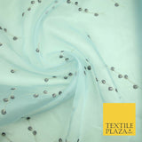 Light Blue Embroidered Floral Falling Stems Crystal Organza Dress Fabric 2759