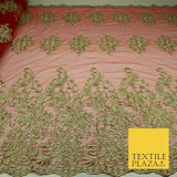 5 YARDS AFRICAN LACE ASO EBI NEW Gold Embroidery Mesh Net Wedding Sari Fabric