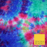 Genuine Tie Dye Two Colour Hand Print Faux Silk Taffeta Fabric Hippy Boho Chic