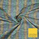 Pastel Lilac Aqua Mint Check Stripe Woven 100% PURE Dupion Raw Silk Fabric 2487