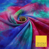 Genuine Tie Dye Two Colour Hand Print Faux Silk Taffeta Fabric Hippy Boho Chic