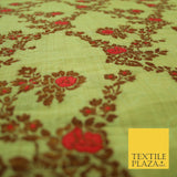 Luxury Floral Benarsi Brocade Woven Fine Dress Indian Faux Raw Silk Fancy Fabric