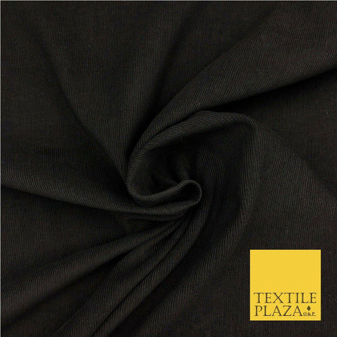 Black Premium Plain Needlecord Fabric Babycord Corduroy Soft Dress Craft - QG560