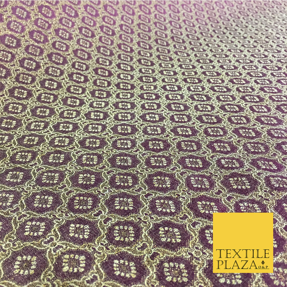 Luxury Purple Geometric Ornamental Pattern BROCADE FABRIC - Per Metre - 45"