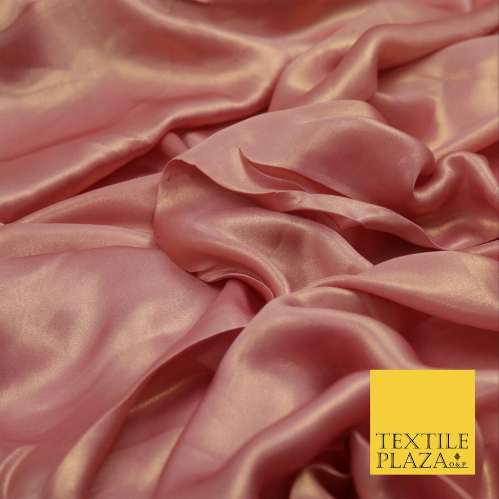 DUSTY PINK Fine Silky Metallic Shimmer Satin Georgette Dress Fabric Drape 1425