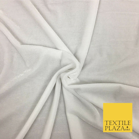 Pure Ice White Soft Plain Velvet Fabric Material - 58" - More Colours PA144