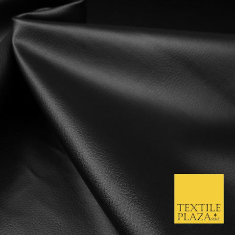 BLACK Luxury Faux Leather Fabric Felt Backed PVC Fire Retardant Upholstery 1717
