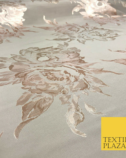 Luxury BLUSH STONE Large Floral Metallic Jacquard Fabric Waistcoats Jackets 1356