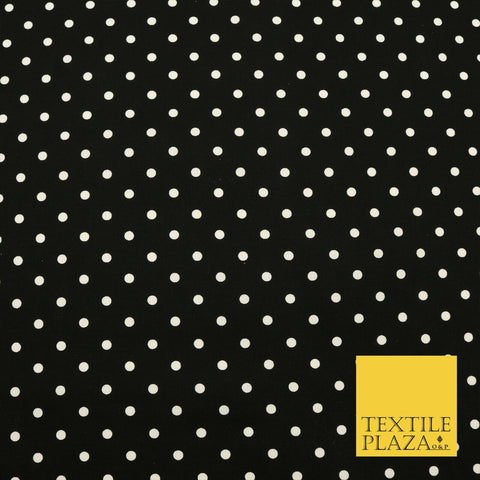 BLACK WHITE Small Spot Polka Dot Printed CANVAS Fabric Craft Dress Bags 1635