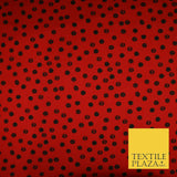 Deep Red 1.5cm Black Patterned Spot Polka Dot Textured Crepe Dress Fabric 2129