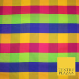 High Quality Bright Vibrant 4 Colour Check Faux Taffeta India Silk Dress Fabric