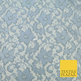 Dusty Blue Flower Satin Weave Shimmer Lace Fabric Trendy Dress Fashion 1726