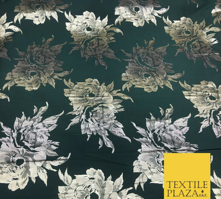 Luxury DEEP GREEN Large Floral Metallic Jacquard Fabric Waistcoats Jackets 1355