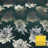 Luxury DEEP GREEN Large Floral Metallic Jacquard Fabric Waistcoats Jackets 1355