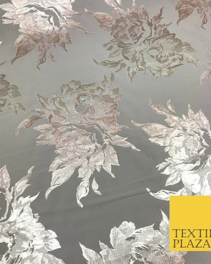 Luxury BLUSH STONE Large Floral Metallic Jacquard Fabric Waistcoats Jackets 1356