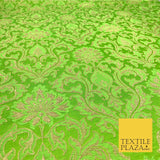 Luxury Apple Green Indian Ornamental Brocade Banarsi Metallic Faux Silk - LC407