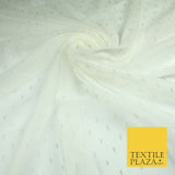 Ivory Cream Silver Metallic Dobby Crinkle Georgette Dress Fabric 59" Wide