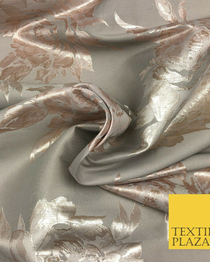 Luxury BLUSH STONE Large Floral Metallic Jacquard Fabric Waistcoats Jackets 1356