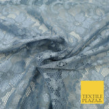 Dusty Blue Flower Satin Weave Shimmer Lace Fabric Trendy Dress Fashion 1726