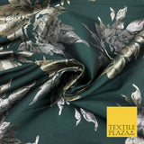 Luxury DEEP GREEN Large Floral Metallic Jacquard Fabric Waistcoats Jackets 1355