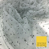 STORM GREY Diamonte Multi Stone Mesh Net Fabric Bridal Sheer Craft Dress 1442
