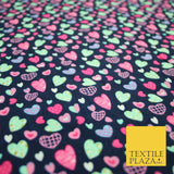 Small Cute Heart Love Valentine Rainbow Printed Crepe Polyester Dress Fabric 58"