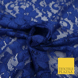 Royal Blue Flower Satin Weave Shimmer Lace Fabric Trendy Dress Fashion 1727