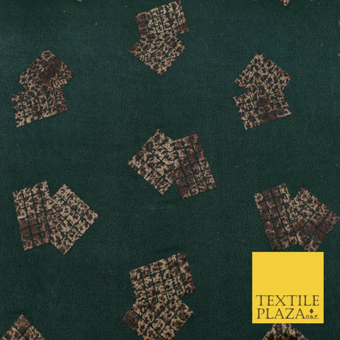 GREEN Leopard Waffle Cube Metallic Glitter Stretch Jersey Fabric - 59" 1575