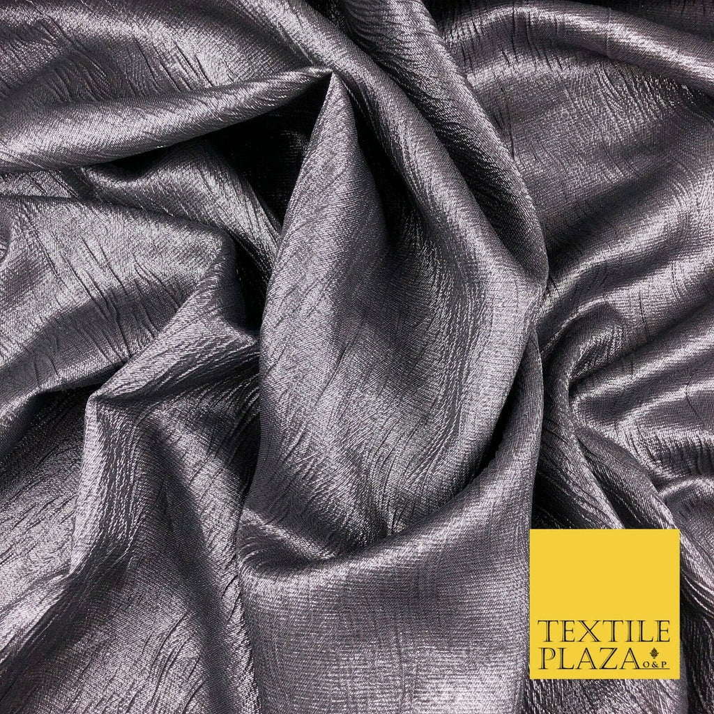 GREY MAUVE Metallic Creased Waves Wrinkle Brocade Jacquard Dress Fabric 1383