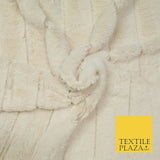 Luxury Super Soft Cream Ribbed Stripe Short Pile Faux Fur Fabric Material 1980