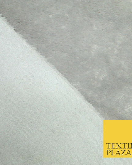 Luxury Super Soft Light Grey Plush Suede Backed Short Pile Faux Fur Fabric 1982