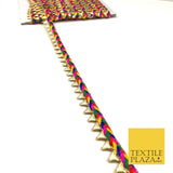 Colourful Spikes Indian Woven Phulkari Gold Trim Ribbon Border Lace Ethnic