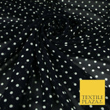 Premium Black Blue White Polka Dot Multi Spotted Printed Georgette Dress Fabric