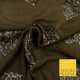TAN BROWN Leopard Waffle Cube Metallic Glitter Stretch Jersey Fabric - 59" 1577