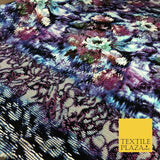 Blue Mix Techno Floral Digital Print Spun Rayon Viscose Dress Fabric Craft 1321