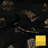 BLACK Leopard Waffle Cube Metallic Glitter Stretch Jersey Fabric - 59" 1573