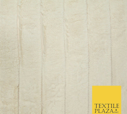 Luxury Super Soft Cream Ribbed Stripe Short Pile Faux Fur Fabric Material 1980