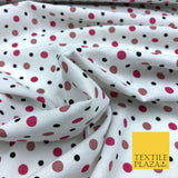 Multi Spot Pink Black Polka Dot Spotted Viscose Dress Fabric Craft 44" 959